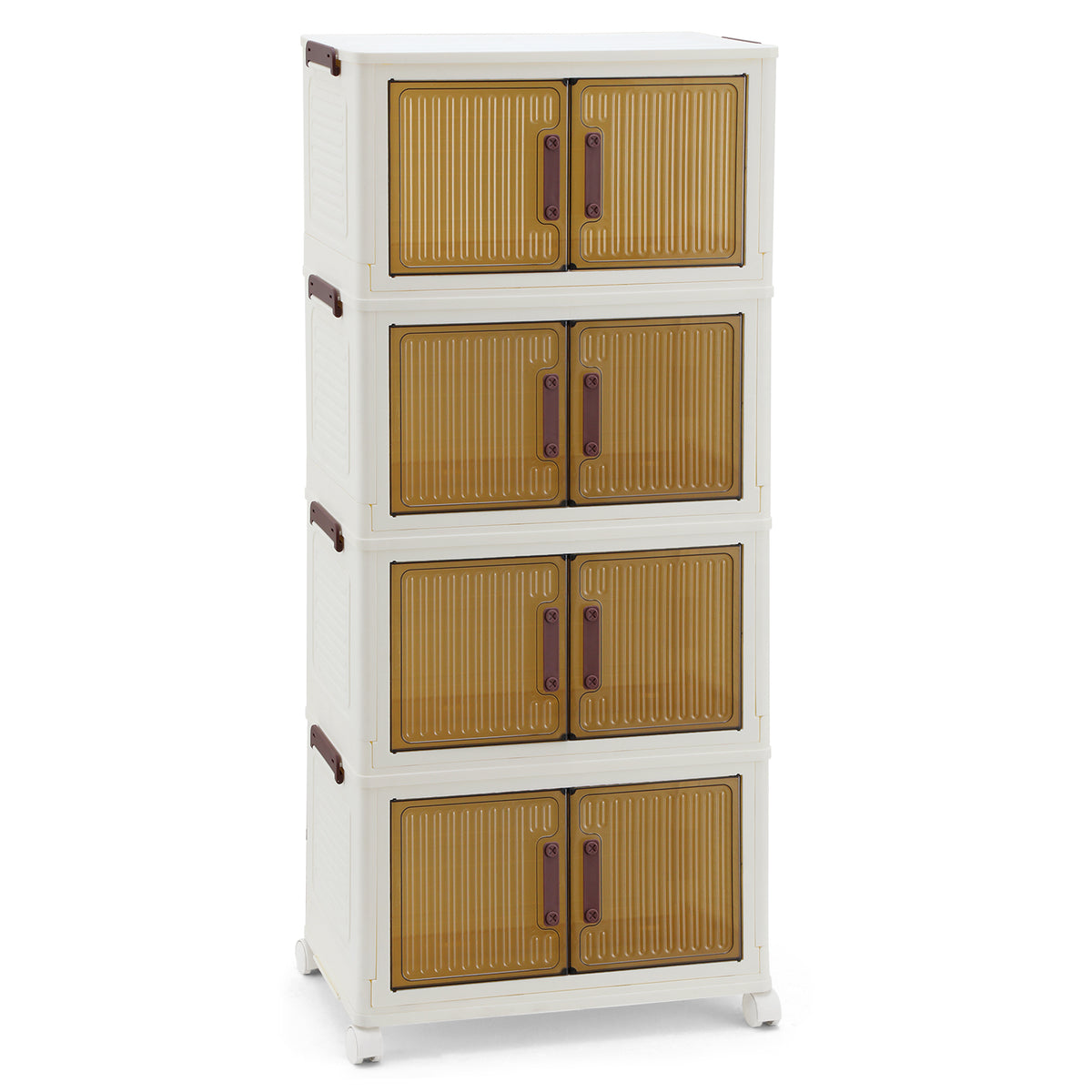 SWANEW Aufbewahrungsbox, mit Deckel, mit Türen & Rädern, Schrank Storage Groß