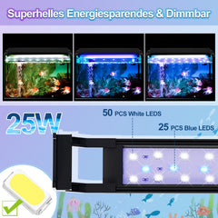 SWANEW LED Aquarium Beleuchtung, 16W/20W/25W, Aquariumbeleuchtung Weiß Blau, Aquarium Lampe mit Verstellbarer Halterung, für 90cm-120cm Süßwasser-Aquarien