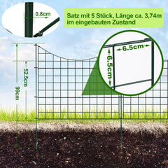 SWANEW Teichzaun Gartenzaun Metall Steckzaun Set – Gitterzaun Zaunelemente für Garten, Teichschutz & Freigehege, wetterfester & flexibler Gartenzaun