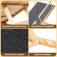 SWANEW Hunderampe 120cm lang, Hundetreppe aus Holz, Haustierrampe für kleine große Hunde und Katzen, rutschfeste klappbar, bis zu 90KG Tragkraft