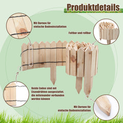 SWANEW Rasenkante Holz, Beetumrandung, Steckzaun, Gartenpalisade