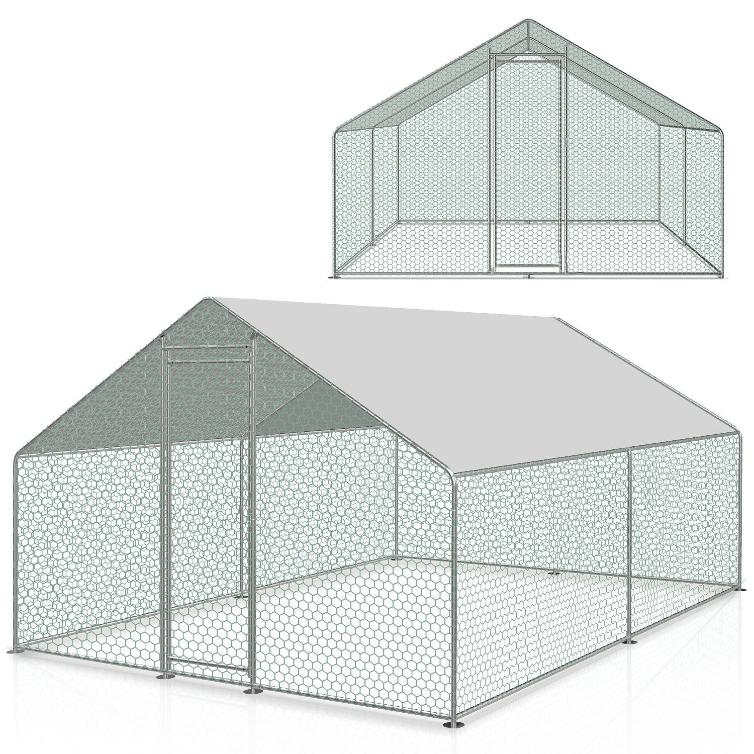 Hühnerstall Freilaufgehege, 3x3x2m, Verzinkter Stahl