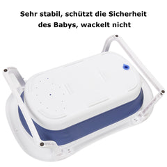 SWANEW Faltbare Baby Badewanne Babywanne mit Thermometer, Badekissen, Haarwaschbecher, babybadewanne, Babybadewanne mit gestell ab 0-3 Jahre