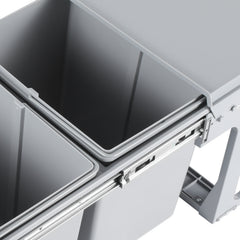 SWANEW 2x Abfallsammler, Einbau Mülleimer 2 x 15L, Mülltrennungssystem Mülleimer küche, Abfalleimer mit Teleskopschienen, für Schränke ab 350 mm Breite