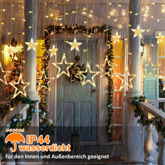 SWANEW LED Lichterkette, Warmweiß Lichterkettenvorhang mit 8 Modi für Innen Außen, IP44 Wasserfest für Weihnachten Garten Party Deko
