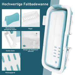 SWANEW Faltbare Badewanne Erwachsene, Tragbare mobile Badewanne mit Abdeckung & Korb, Klappbadewanne