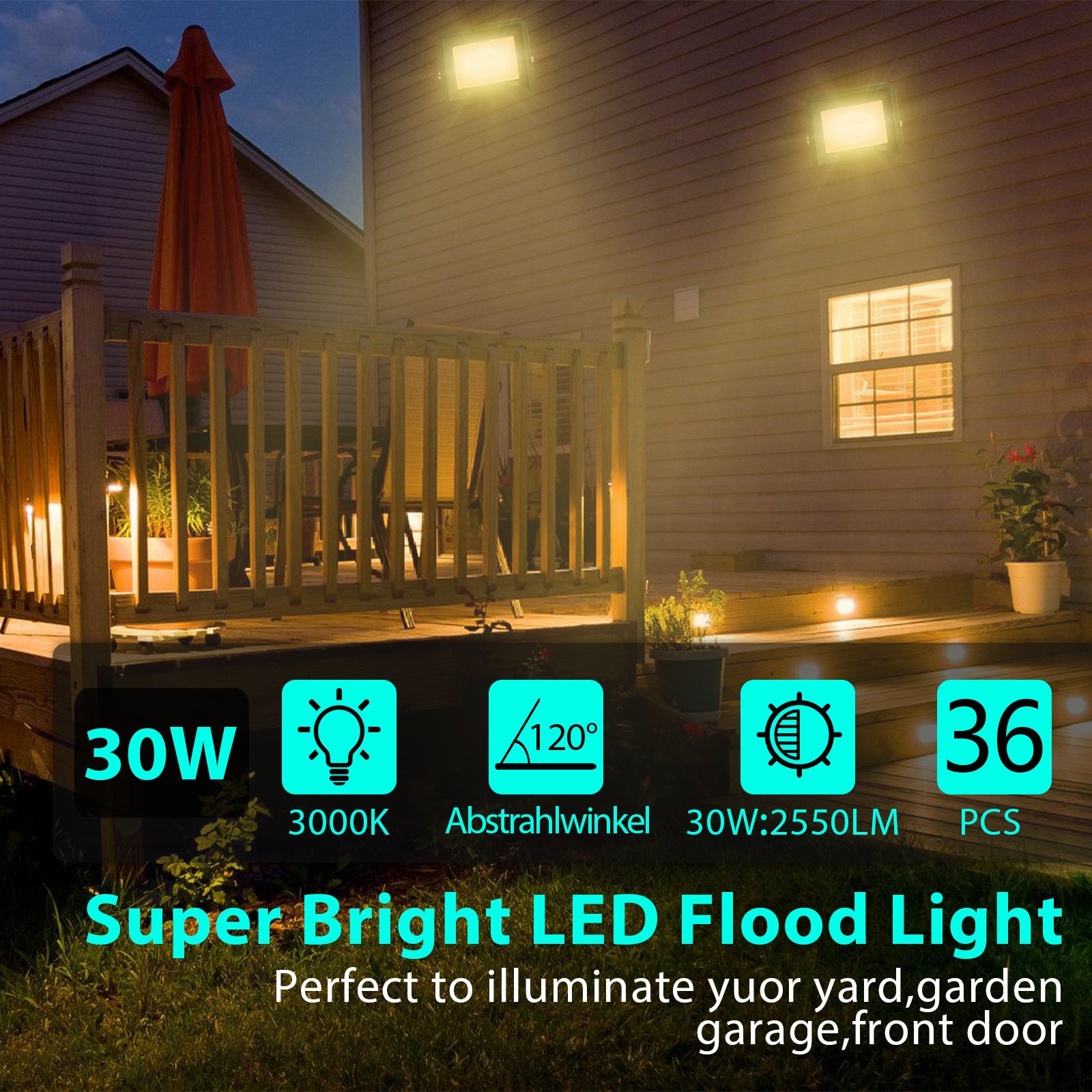 SWANEW LED Strahler Außen, LED Fluter 10W-100W, LED Scheinwerfer Kaltweiß/Warmweiß, Aussenstrahler IP66 Wasserdicht (Kein Stecker)