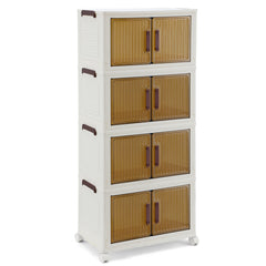 SWANEW Aufbewahrungsbox, mit Deckel, mit Türen & Rädern, Schrank Storage Groß