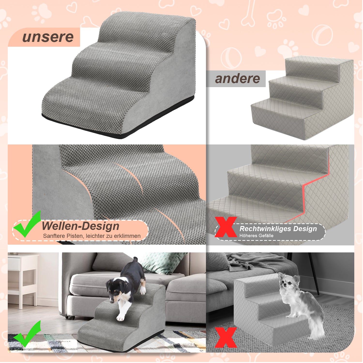 Hunderampe, Hundetreppe, 3/4-stufige