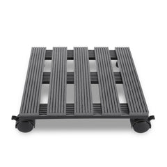 SWANEW  WPC Pflanzenroller, Blumenroller mit Rollen, Kübelroller für Pflanzen, Blumentopf, Eckig 30 x 30 cm｜Rund Ø 30 x 7,5 cm
