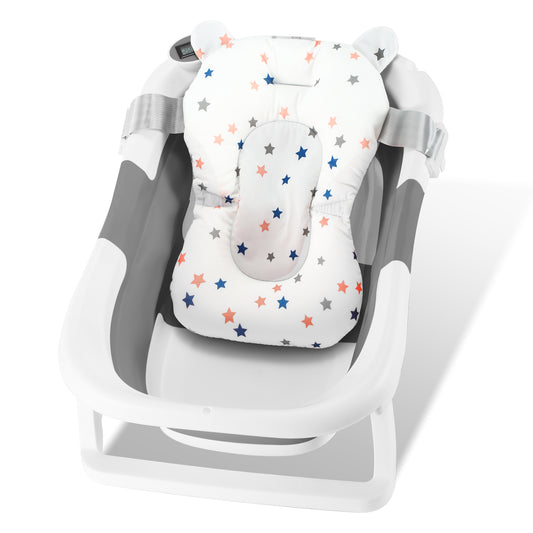 SWANEW 50L Baby Badewanne, Faltbare babywanne mit Anti Stütze, baby wanne mit Echtzeit-Temperaturmessung, Badewanneneinsatz Baby-Badewanne, für Babys 0-6 Jahre