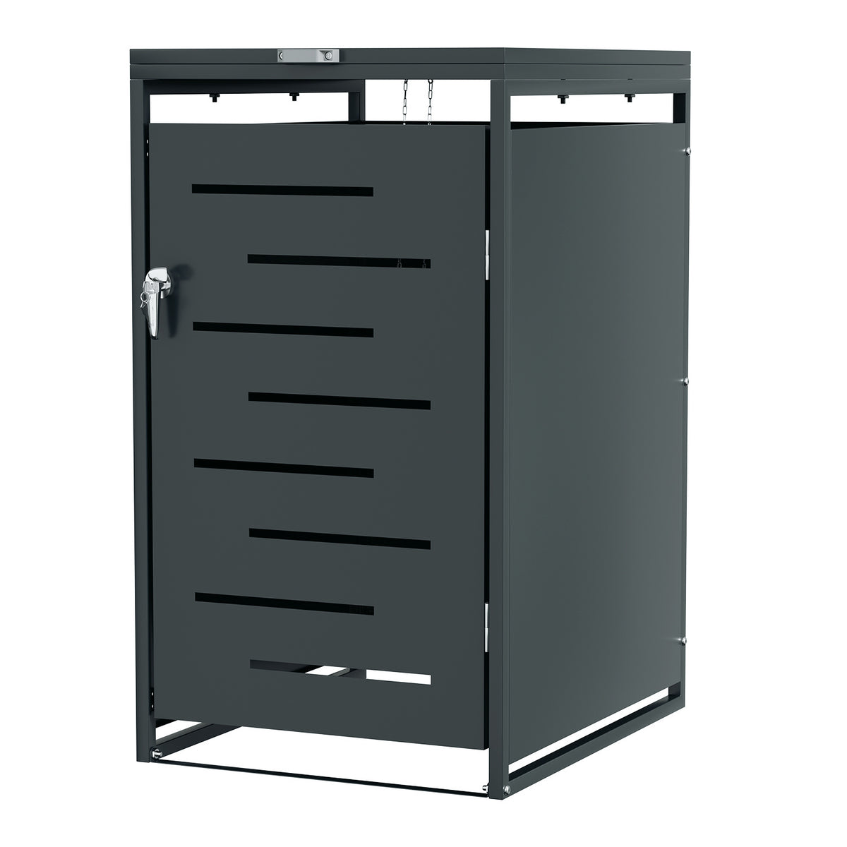 SWANEW Mülltonnenbox 120L-240 L aus Stahl – wetterfestes Mülltonnenhaus mit Deckel, Schloss & Soft-Close