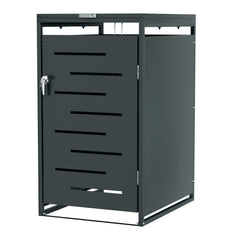SWANEW Mülltonnenbox 120L-240 L aus Stahl – wetterfestes Mülltonnenhaus mit Deckel, Schloss & Soft-Close