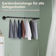 SWANEW Wandgarderobe Kleiderstange Wandmontage mit Haken, 92 x 25 cm 65kg Belastbar