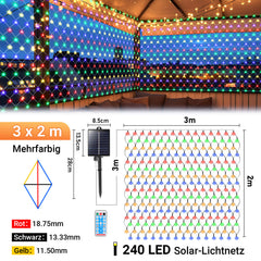 SWANEW Solar LED Lichternetz, IP44 LED Lichterkette, Lichtervorhang für Fenster Garten
