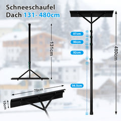 SWANEW Photovoltaik Schneeschieber Mit Rollen, Dachräumer, 108-360 cm Alu teleskopierbar