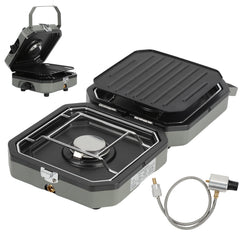 SWANEW Campingkocher 2 flammig Faltbarer Gas 4.6kw 2in1 Outdoor Gaskocher