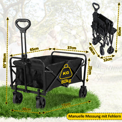 SWANEW Bollerwagen, Faltbar Handwagen, Transportwagen Camping Transportkarre, 60 L, bis zu 80 kg