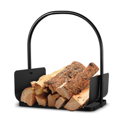 SWANEW Feuerholzablage Tragbarer Kaminholzkorb mit Griff Kompakter Kaminholzregal  40x30x46cm