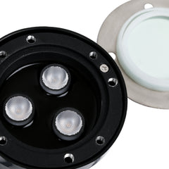 SWANEW Bodeneinbaustrahler Aussen  Warmweiß Runde Bodenstrahler, 3W IP67 WasserdichtBodenleuchte aus Edelstahl für [Energieklasse G]