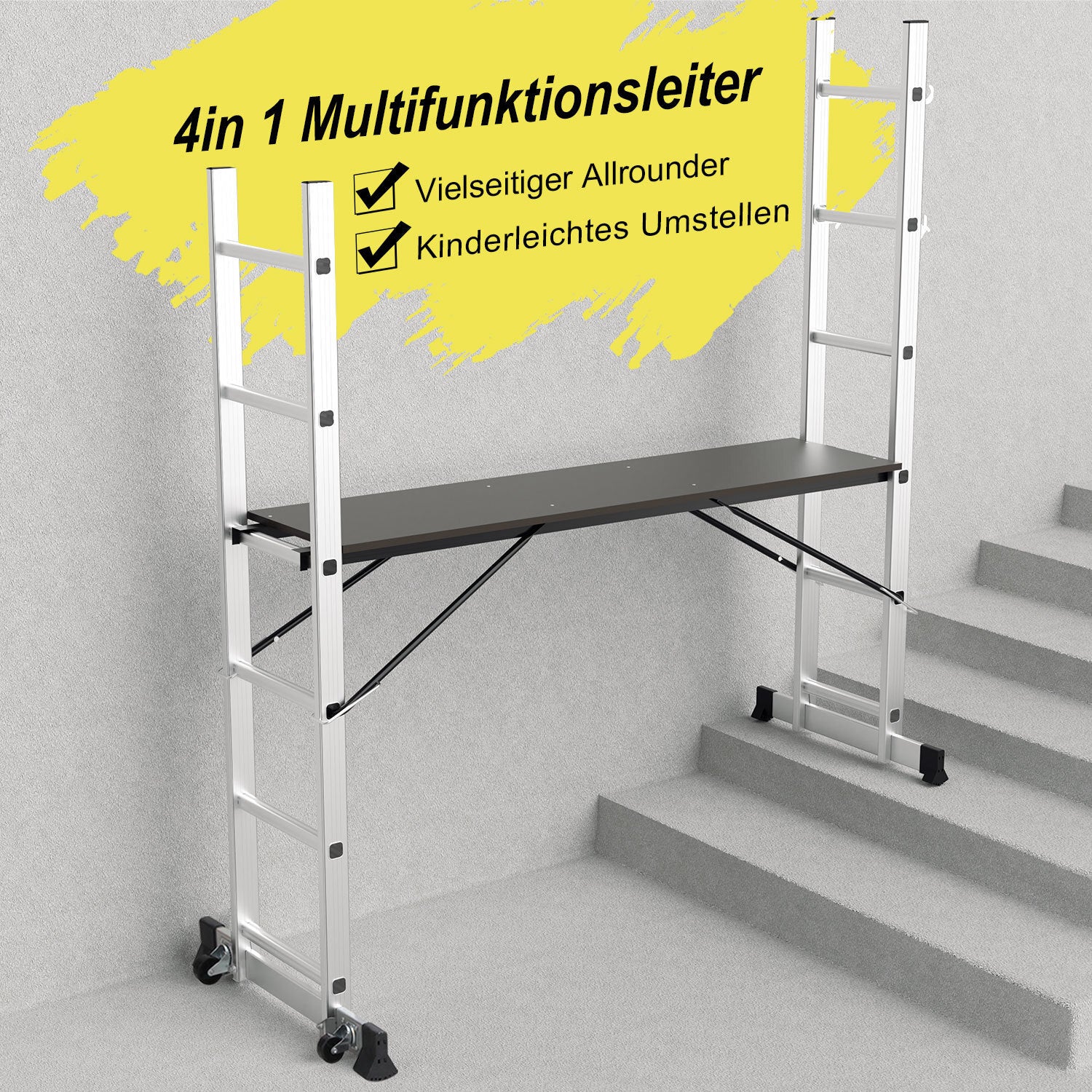 Mehrzweckleiter 4-in-1 Aluminium Leiter 6+6 Stufen