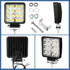 SWANEW 48W LED Arbeitsscheinwerfer, IP67 Wasserdicht Rechteck Zusatzscheinwerfer, 12V 6500K LED Scheinwerfer, Rückfahrscheinwerfer