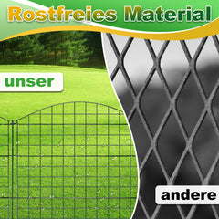 SWANEW Teichzaun Gartenzaun Metall Steckzaun Set – Gitterzaun Zaunelemente für Garten, Teichschutz & Freigehege, wetterfester & flexibler Gartenzaun
