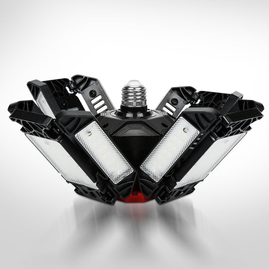SWANEW Led Werkstatt Deckenleuchte, Garagenlampe 200W, Led Garagenbeleuchtung 20000LM 6500K, Werkstatt Beleuchtung mit 12 Verstellbaren Paneelen, E26 / E27 Werkstattbeleuchtung für Keller [Energieklasse F]