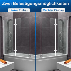 SWANEW Duschwand für Badewanne, 2/3-Teilig faltbar & drehbar Badewannenaufsatz, Duschtrennwand, 6mm ESG Sicherheitsglas Spritzwasserschutz