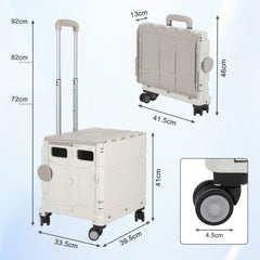 SWANEW Einkaufstrolley Klappbar, Transport Trolley, mit neigbarer Teleskopgriff & Deckel 45L/50L