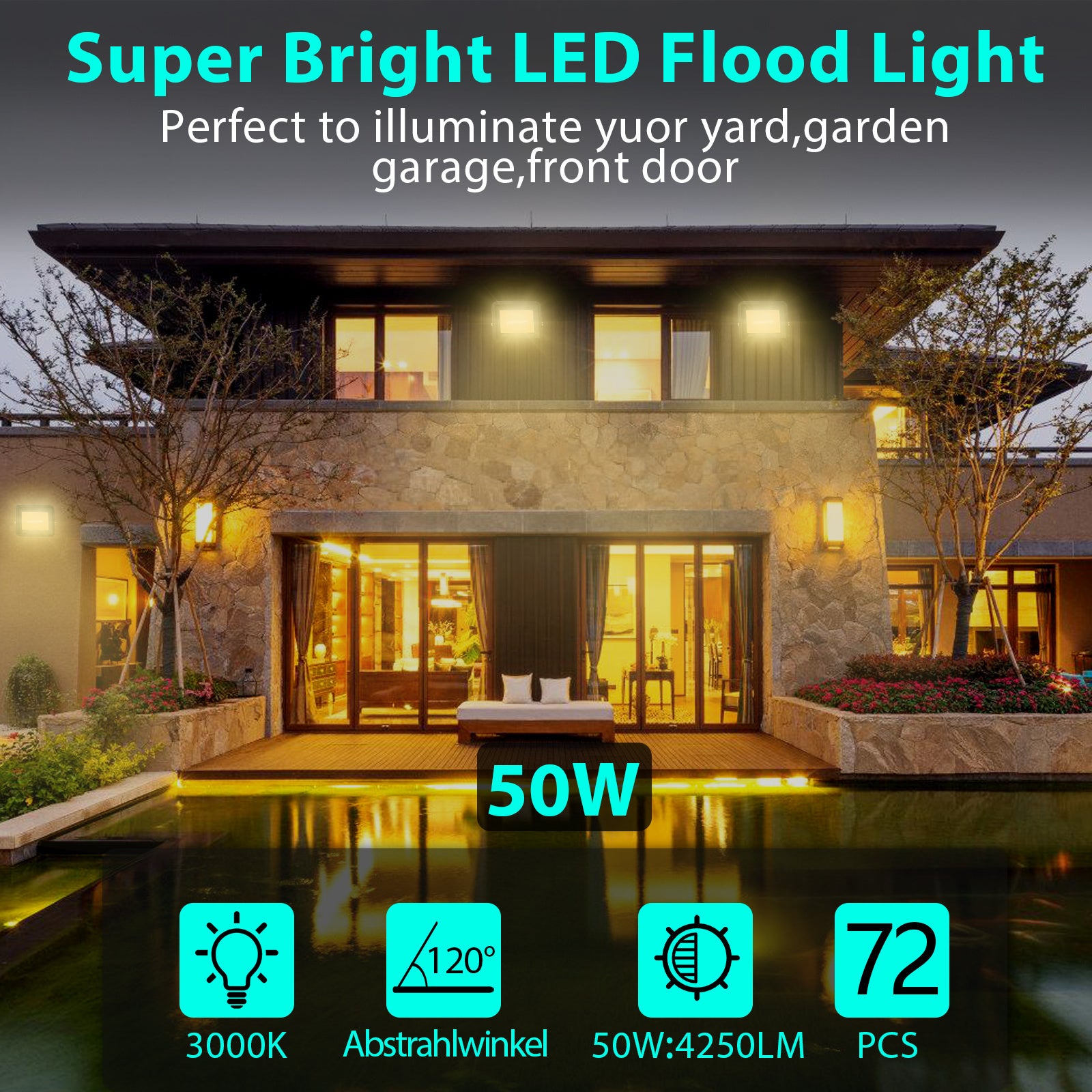 SWANEW LED Strahler, 20/30/50/100W LED Fluter, Warmweiß/Kaltweiß Außenstrahler, IP66 Scheinwerfer (kein Stecker)