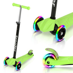 SWANEW Kinderroller Funscooter Tretroller Kickroller 3-Rad-Kinderroller LED-bis 50kg belastbar, Höhenverstellbar