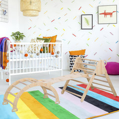 SWANEW Klettergerüst, 3-in-1 Klettergerüst mit Bogen/Rutsche/Dreieck, Indoor Lernspielzeug, Kletterdreieck, Kletterbogen kinderrutsche