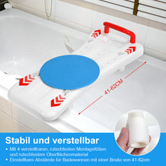 SWANEW Badewannenbrett mit Griff und Seifenablage 69x28cm Einstellbar 41-62cm, Badewannensitz Erwachsene Senioren, Sitzbrett für Badewanne Duschbrett max 150KG Badebrett