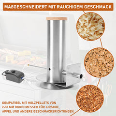 SWANEW Kaltrauchgenerator aus Edelstahl, Elektrisch Rauchgenerator für Räucherofen, mit Pumpe, BBQ Rauch-Erzeuge