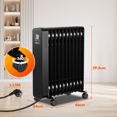 SWANEW Ölradiator Elektroheizung 2500W, Thermostat, Ölheizung  Energiesparend