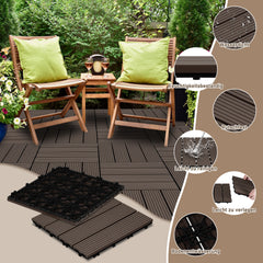 SWANEW WPC Terrassenfliesen, 30x30 cm, WPC Fliesen Balkonfliesen, 1㎡-5㎡ Klickfliese