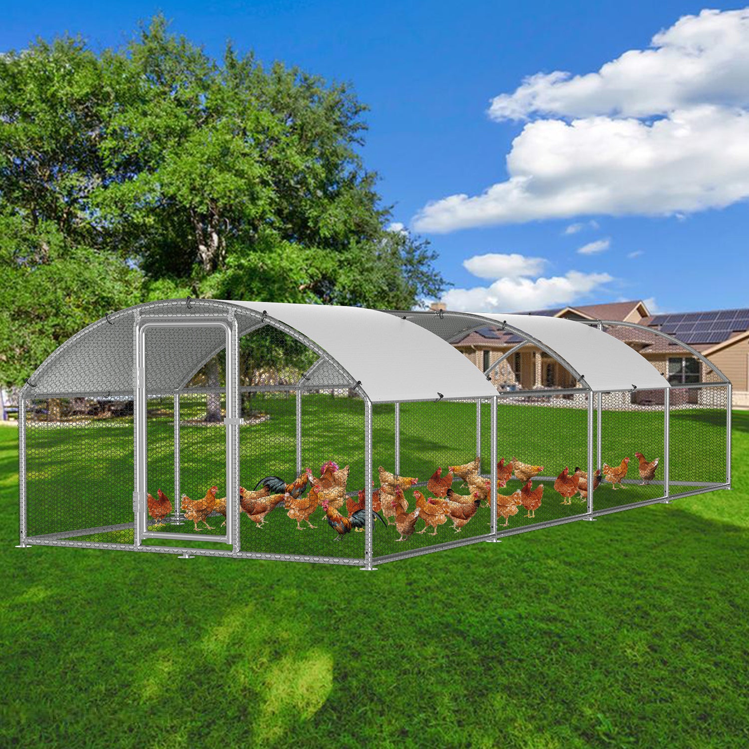 Hühnerstall Freilaufgehege 3x8x2m Kuppel Dach