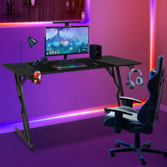 SWANEW Gaming Schreibtisch, 120/140cm Ergonomischer Computertisch