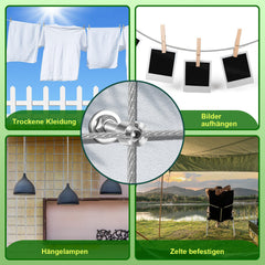 SWANEW Rankhilfe, Edelstahl Drahtseil, , Rankseilsystem Set 12M, mit Wandhaltern und 3mm Stahlseil, für Kletterpflanzen