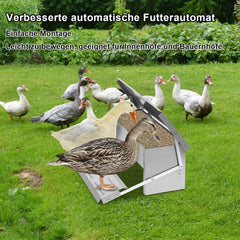 SWANEW Futterautomat für hühner Geflügel mit Deckel Futterspender, 5kg Fußpedal selbstöffnender Futtertrog automat hühnerfutter
