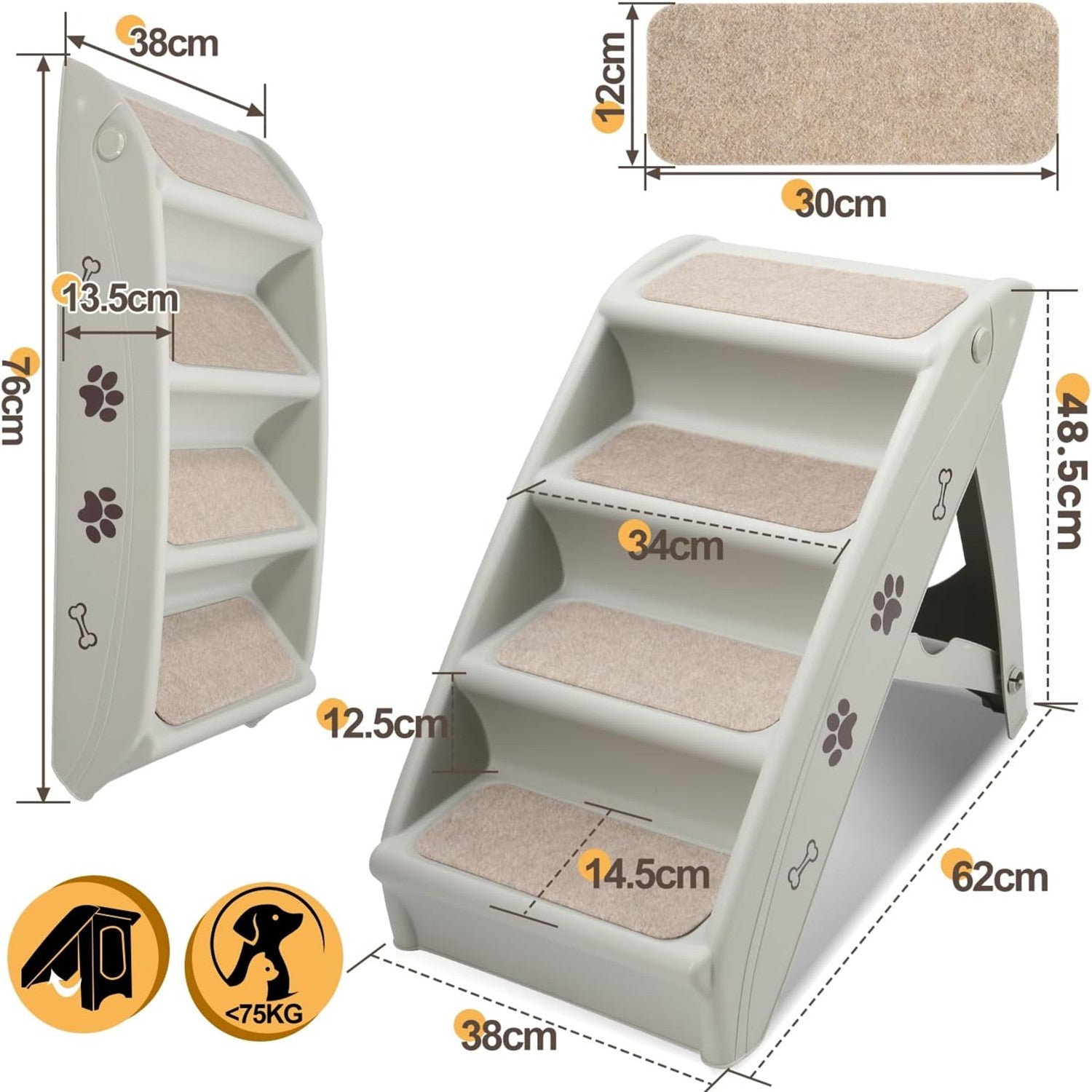 Hundetreppe klappbar 4 Stufen