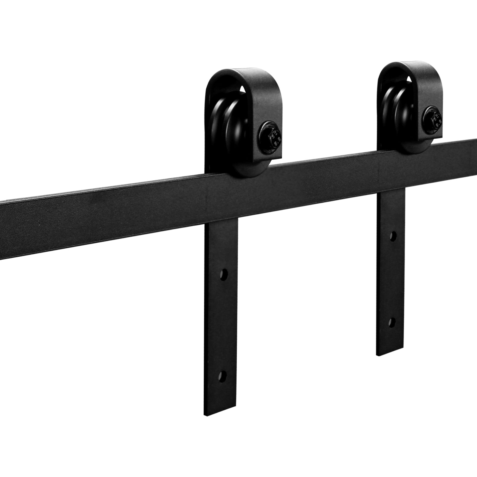 SWANEW Schiebetürbeschlag Set 152/183/200/244/363 cm, Schiebetürsystem für ein- und zweiflügelige Holzschiebetüren, Laufschiene aus Kohlenstoffstahl, bis 150/200 kg, Rechteck