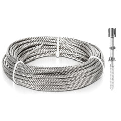 SWANEW Rankhilfe, Edelstahl Drahtseil, , Rankseilsystem Set 12M, mit Wandhaltern und 3mm Stahlseil, für Kletterpflanzen