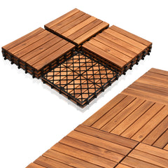 SWANEW Holzfliesen 30 x 30 cm aus Akazienholz, Klickfliesen für Balkon, Terrasse & Garten, wetterfeste Terrassenfliesen mit Drainagesystem, 1–5 m²