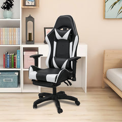 SWANEW Bürostuhl Gaming Stuhl, Ergonomischer Computerstuhl, Gaming Chair mit Fußstütze, Lendenkissen und Kopfkissen, 150 kg Belastbarkeit