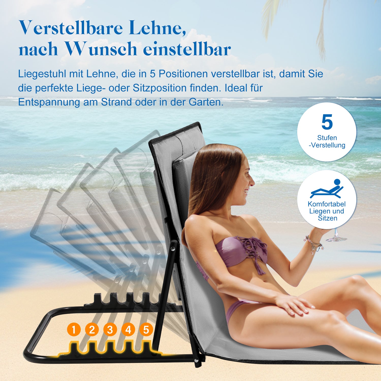 Strandmatte klappbar mit Rückenlehne