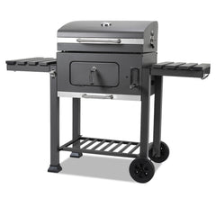 SWANEW Holzkohlegrill BBQ XXL Smoker mit Deckel, höhenverstellbarer Kohleschale, Grillwagen, mit Thermometer, verstellbaren Lüftungsöffnungen
