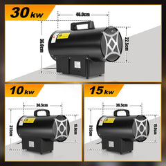 SWANEW Gasheizgebläse 10/15/30kW, Gasheizung für innenräume, Gasheizer, Gas Heizgerät