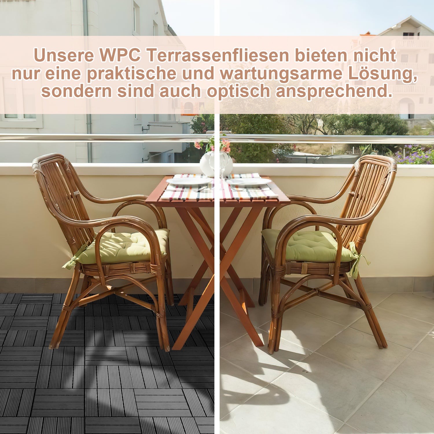WPC Terrassenfliesen mit Klick-System